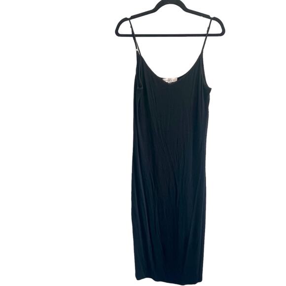 Amour Vert Dresses & Skirts - AMOUR VERT LARGE Ribbed Sheath Black Midi Dress Stretch L